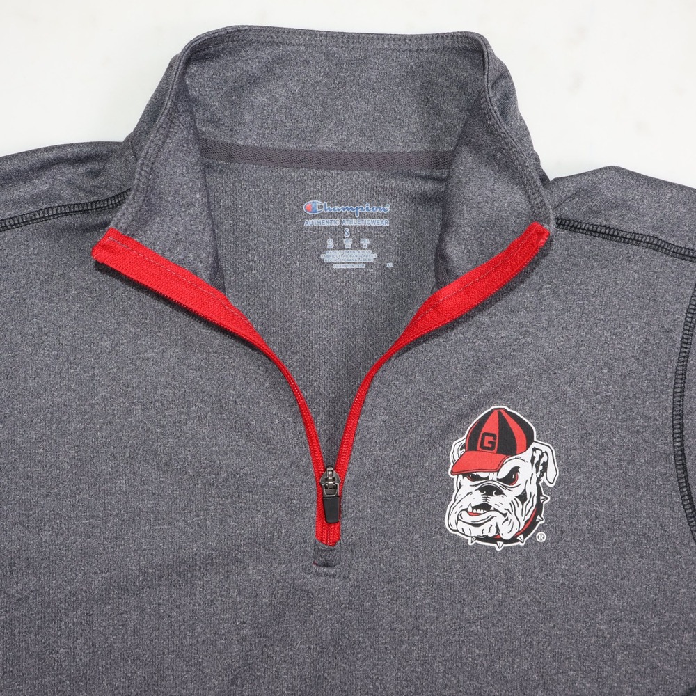 Champion Georgia Bulldogs Mens Small Gray Quarter Zip Pullover